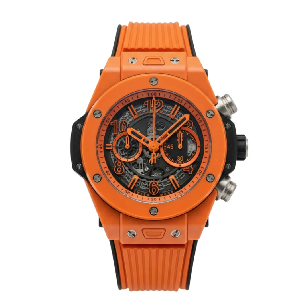 Orange Skeleton Chronograph Watch