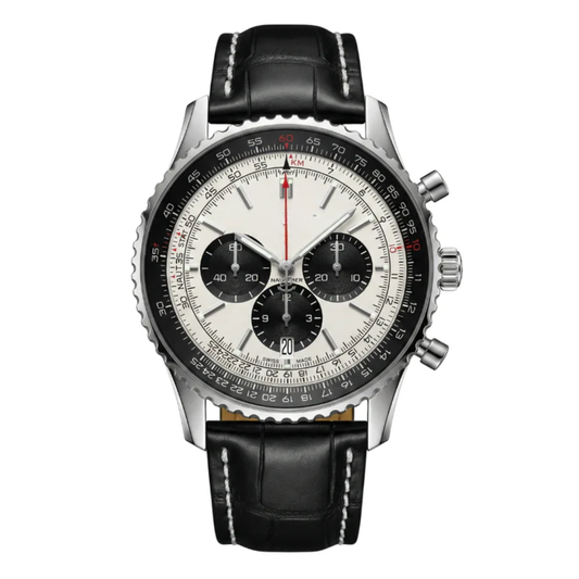 Aviation Chrono Classic – Black Dial With White Accents | Stainless Steel Bracelet